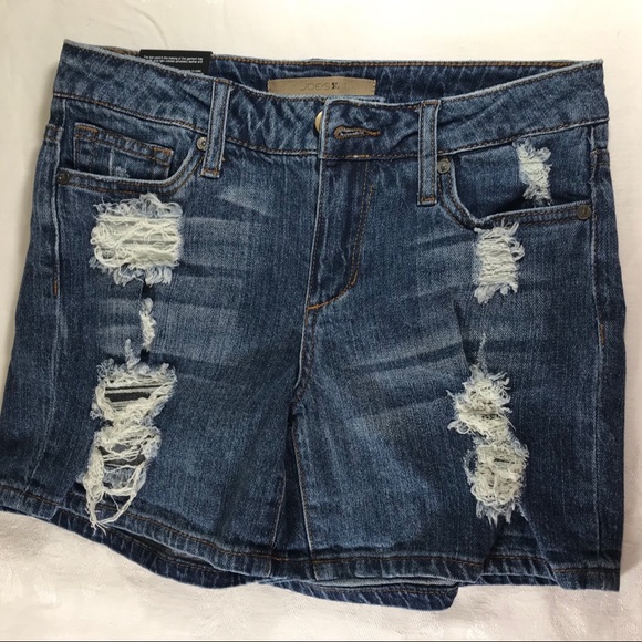 Joes jeans 25 rolled shorts NWT distressed 8” rise - Picture 3 of 7